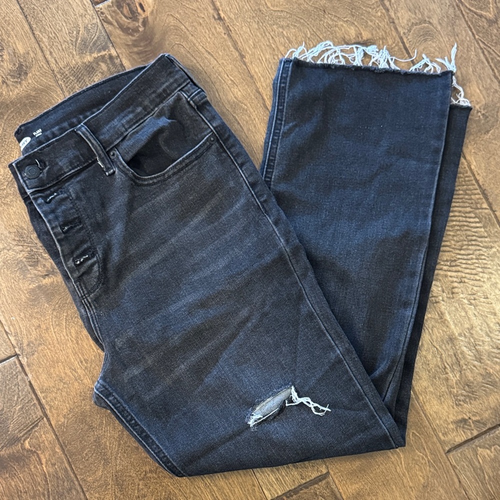 Old Navy Women’s Black Distressed Flare Ankle Jeans Size 12